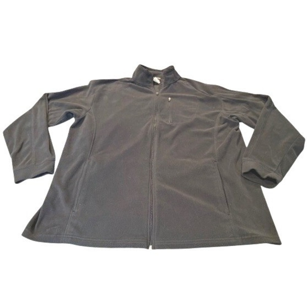 L.L.Bean Mens XL Tall Black Full Zip Fleece‎ Jacket Stand Collar Outdoor